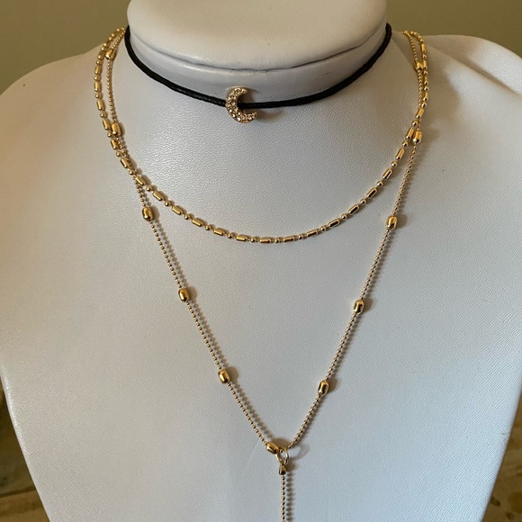 New Gold Moon Choker Layered Necklace - Picture 7 of 7